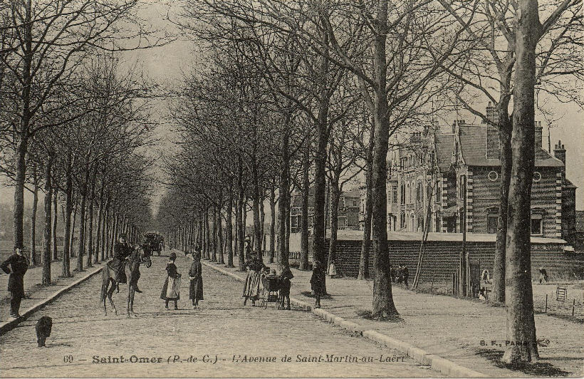 Cette avenue est bordée de maisons bourgeoises, elle était un lieu de promenade à l'ombre des arbres, vers le village de St Martin Au Laert.